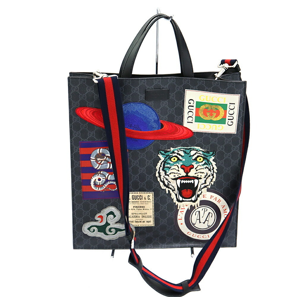 Gucci Soft GG Supreme Tote Bag Leather Black Multicolor